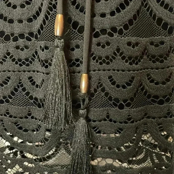 Blue Island Women’s Small Black Lacy Swim Nylon Coverup - Picture 6 of 10